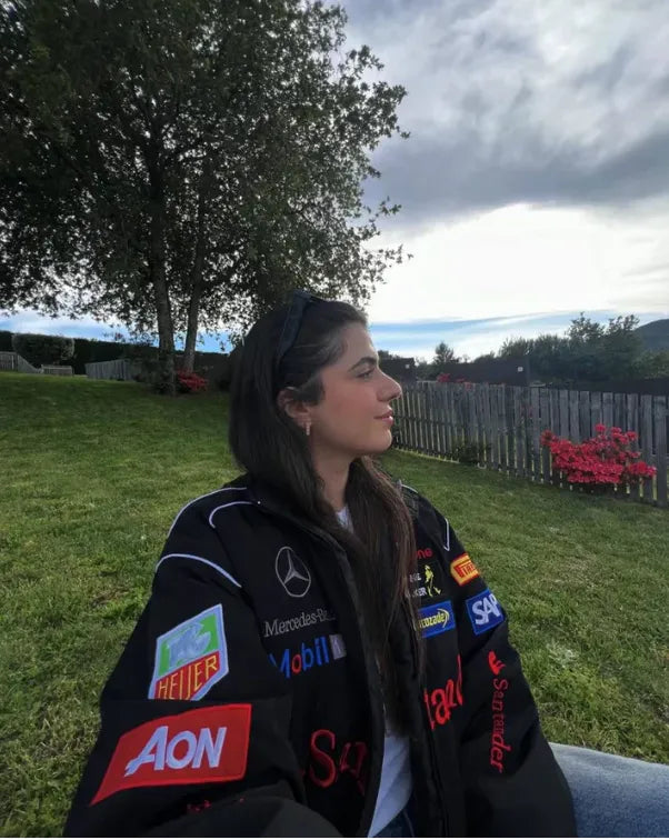 Mercedes F1 Black Jacket Vintage Style